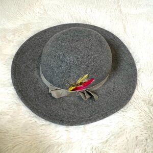 Chelton 100% Wool Felt Hat Gray Feather Accent Classic Fedora Style